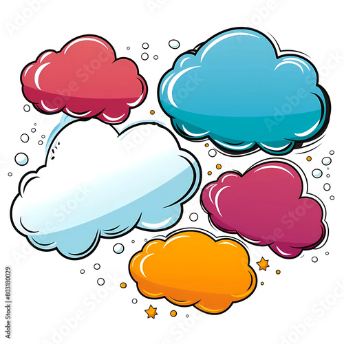 Colorful pop art style empty speech cloud set isolated on a white background. trendy colorful background. illustration.	