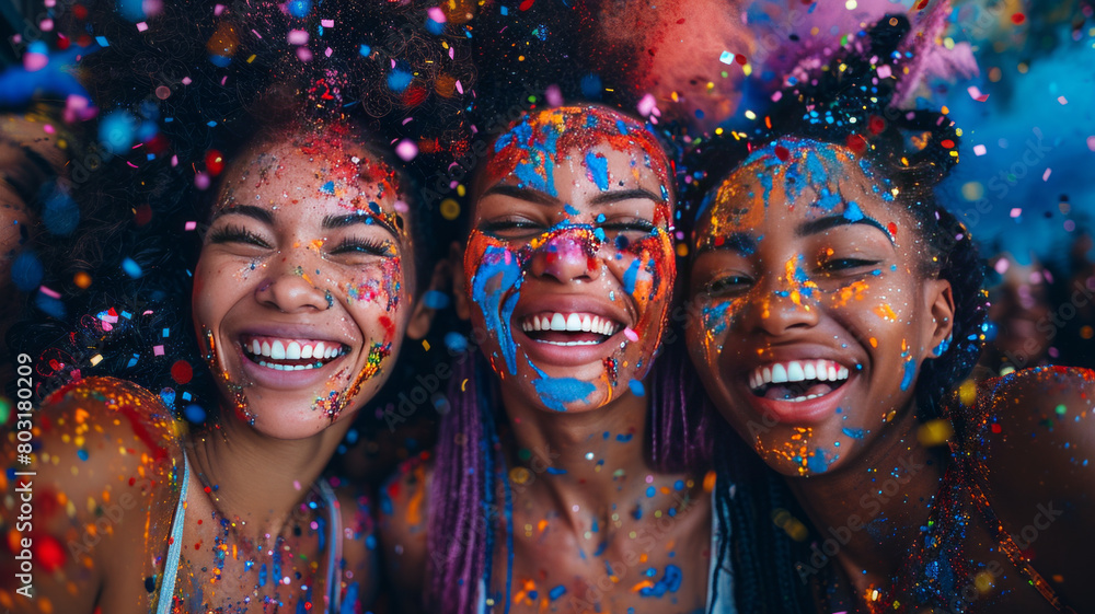 corporate party of a company people taking selfies, casually dressed, happy colorfull.generative ai corporate party of a company people taking selfies, casually dressed, happy colorfull.generative ai