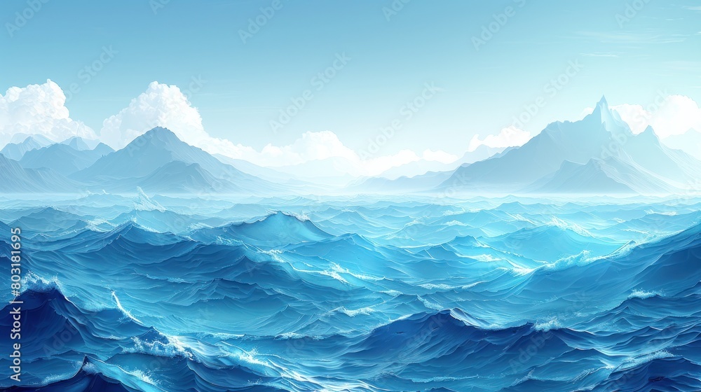 Blue Ocean With Mountains Blue Ocean With Mountains
