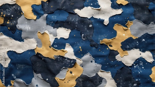 Close Up of Blue and Gold Wallpaper