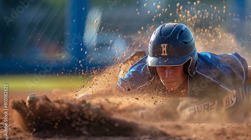 A dramatic moment as a player steals third base,
