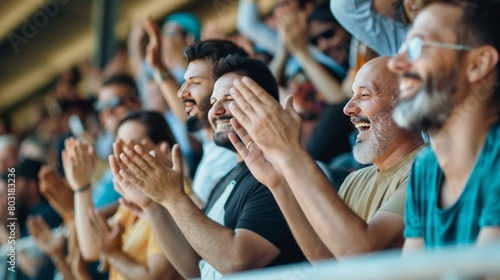 Parents clapping and cheering from the bleachers, capturing their emotions with natural lighting