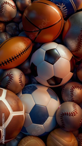 Engaging Display of Various Sports Balls in Dynamic Composition