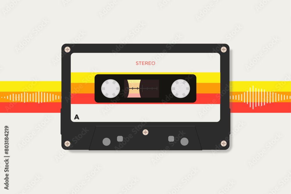 audio cassette in the style of the 80s. vector audio cassette in the style of the 80s. vector