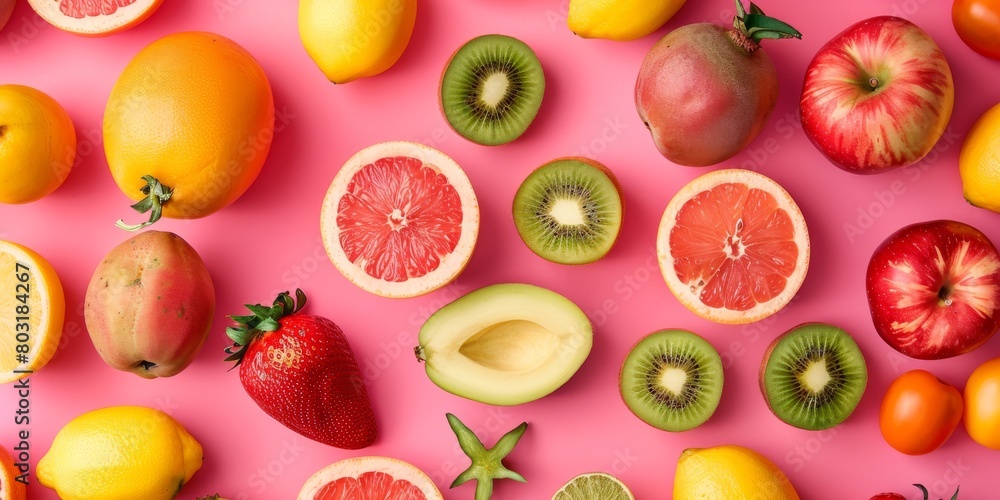 Delightful Fruit Fiesta on Blush Pink Delightful Fruit Fiesta on Blush Pink