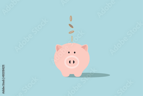 piggy bank with coins. savings. finances. vector