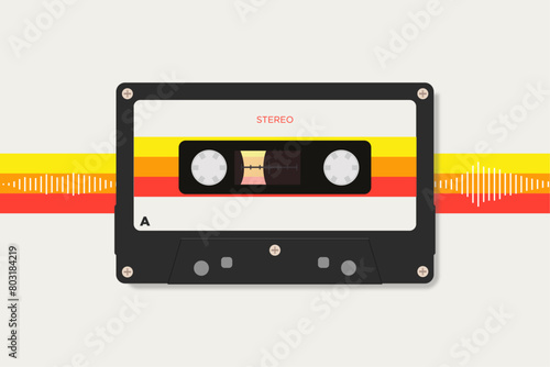 audio cassette in the style of the 80s. vector