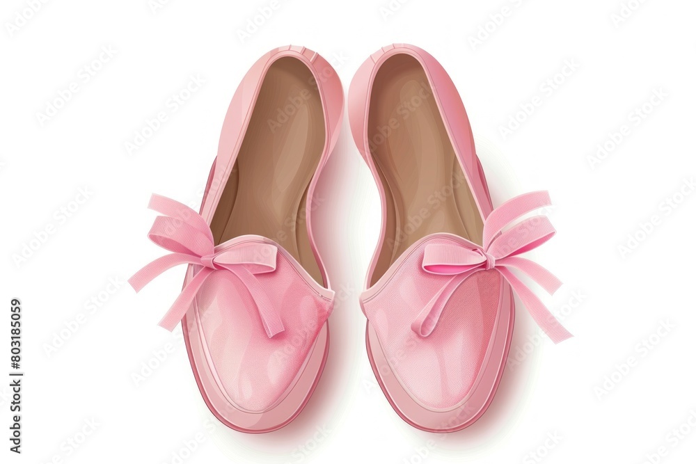 Two pink shoes with bows on them Two pink shoes with bows on them