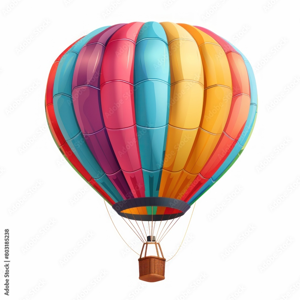 Fototapeta premium A colorful hot air balloon with a yellow basket