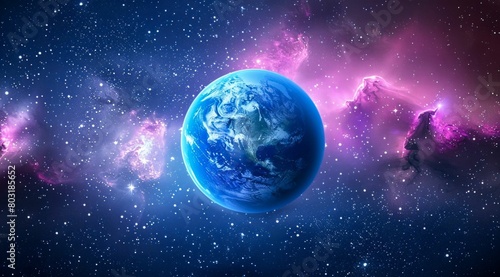Cosmic Voyage: Earth Amidst Stellar Nebulae. Generative ai