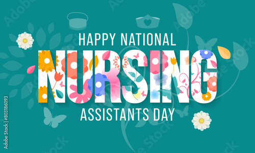 Nursing Assistants day is observed every year in June, The main role of a CNA is to provide basic care to patients and help them with daily activities. vector illustration. photo