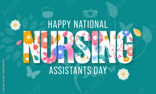 Nursing Assistants day is observed every year in June, The main role of a CNA is to provide basic care to patients and help them with daily activities. vector illustration.