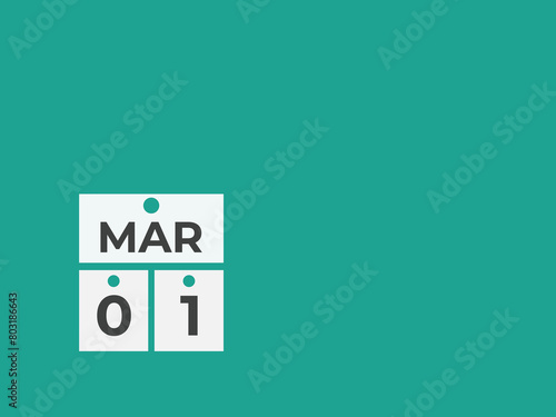 MARCH 1 calendar reminder. 1 MARCH daily calendar icon template. Calendar 1 MARCH icon Design template. Vector illustration
