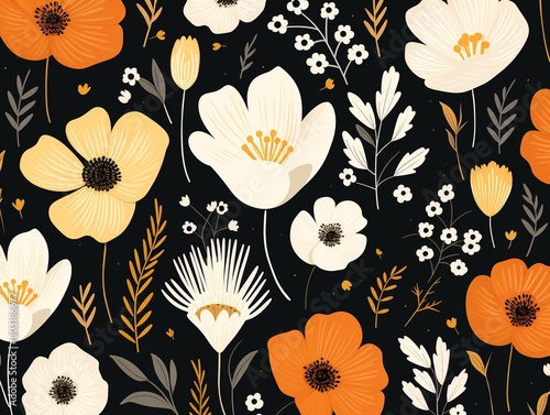 Versatile loose flowers  suitable for all seasons  trendy seamless pattern in flat vector for home decor    vector and illustrations