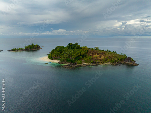 Tropical island with beach in Zamboanga del Sur. Mindanao, Philippines.