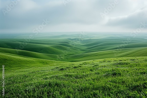 Green rolling hills under a cloudy sky