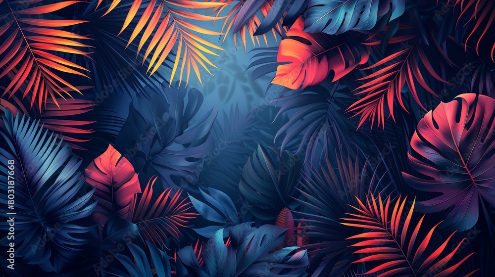 Colorful Leaves on Dark Background Colorful Leaves on Dark Background