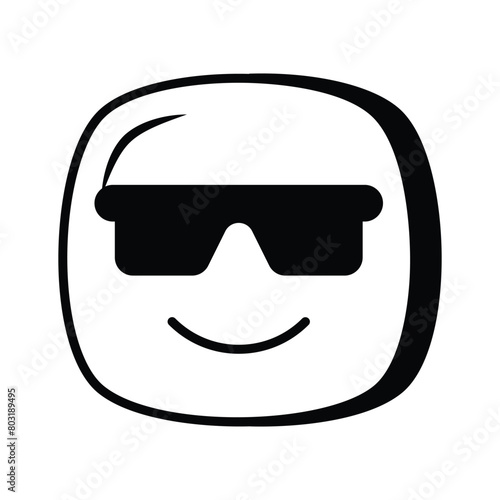 Glasses on emoji face showing concept icon of cool emoji, proud emoji