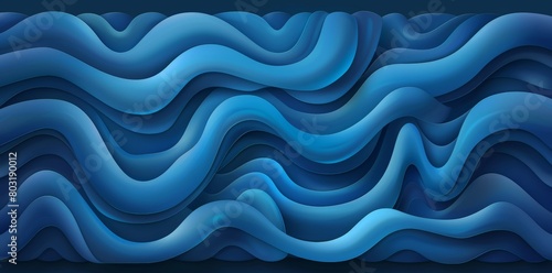 Blue wavy lines contrast against a black backdrop in an abstract design