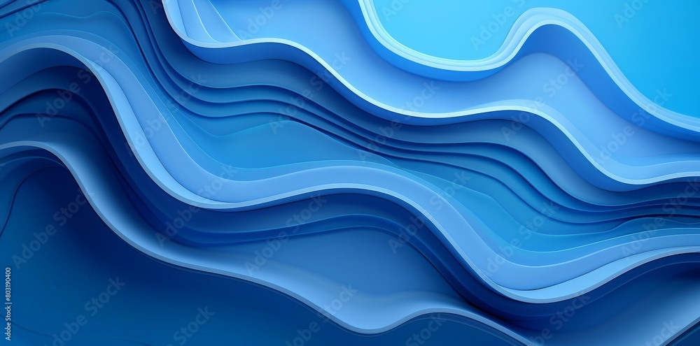 Fototapeta premium An abstract composition featuring various shades of blue and wavy shapes