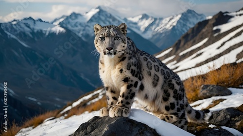 snow leopard in the mountains