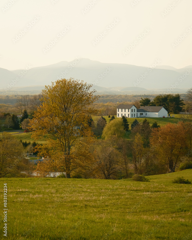 Spring view of rolling hills and mountains from Drayton Grant Park at Burger Hill, Rhinebeck, New York Spring view of rolling hills and mountains from Drayton Grant Park at Burger Hill, Rhinebeck, New York