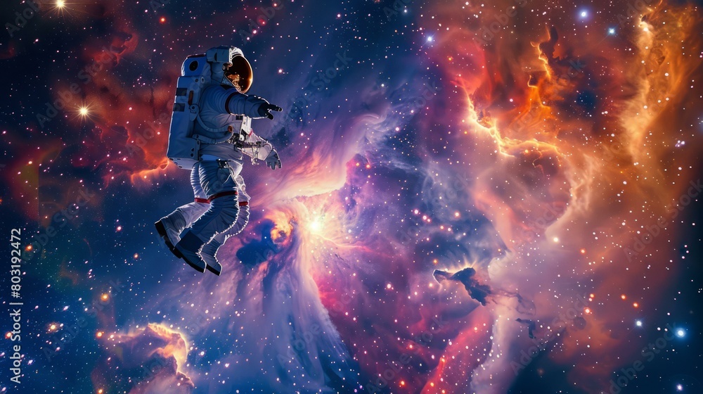 Astronaut in a spacesuit floating in the vastness of space Astronaut in a spacesuit floating in the vastness of space