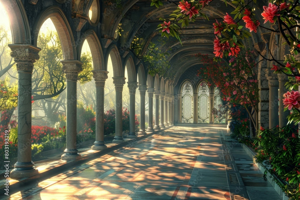 fantasy palace garden scenery