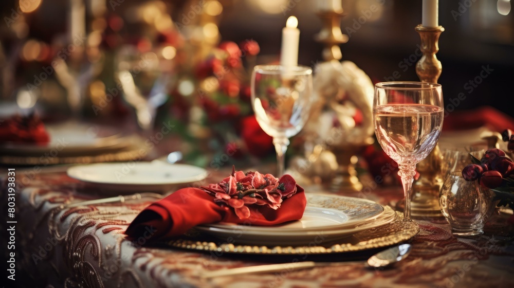 Fototapeta premium Ornate and lavish table setting fit for royalty