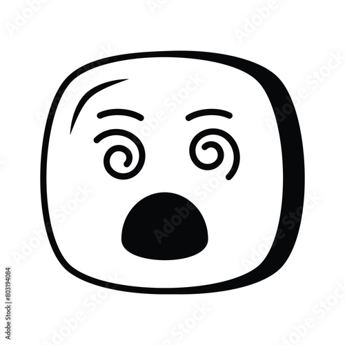 Dizzy emoji icon, dizziness expression vector design