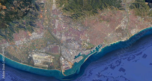 Photography Barcelona Spain High Resolution Satellite Image zoom in view