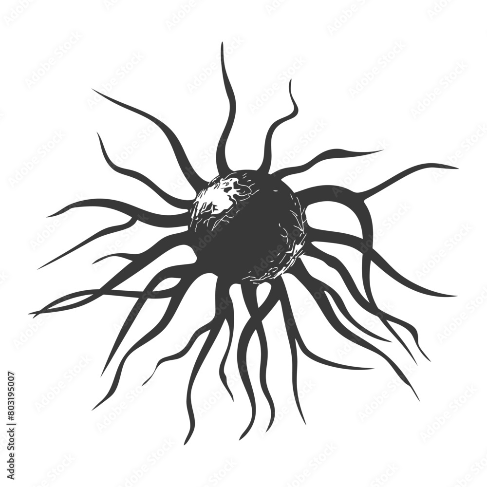Obraz premium silhouette cancer cell full black color only
