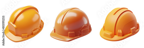 PNG safety helmet 3d icons and objects collection, in cartoon style minimal on transparent, white background, isolate