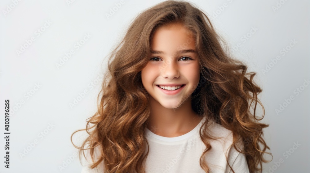 Portrait of a smiling young girl with long brown hair Portrait of a smiling young girl with long brown hair