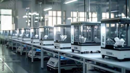 An array of 3D printers in a manufacturing facility, humming with activity as they produce various prototypes and products.