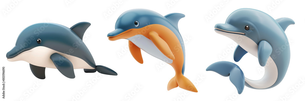 PNG dolphin 3d icons and objects collection, in cartoon style minimal on transparent, white background, isolate PNG dolphin 3d icons and objects collection, in cartoon style minimal on transparent, white background, isolate