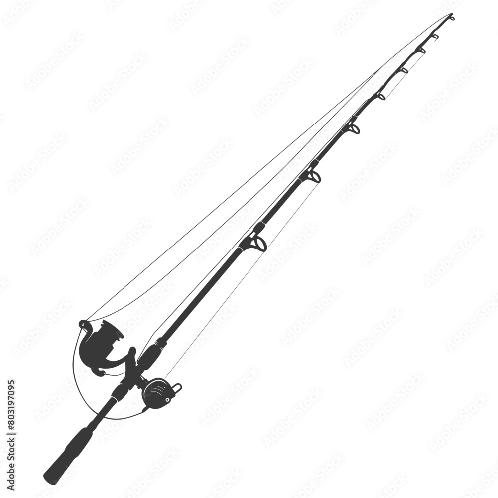 silhouette fishing rod black color only silhouette fishing rod black color only