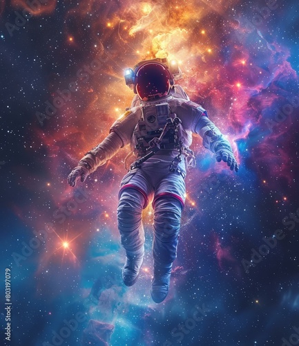 Astronaut in spacesuit floating in the vastness of space © Adobe Contributor