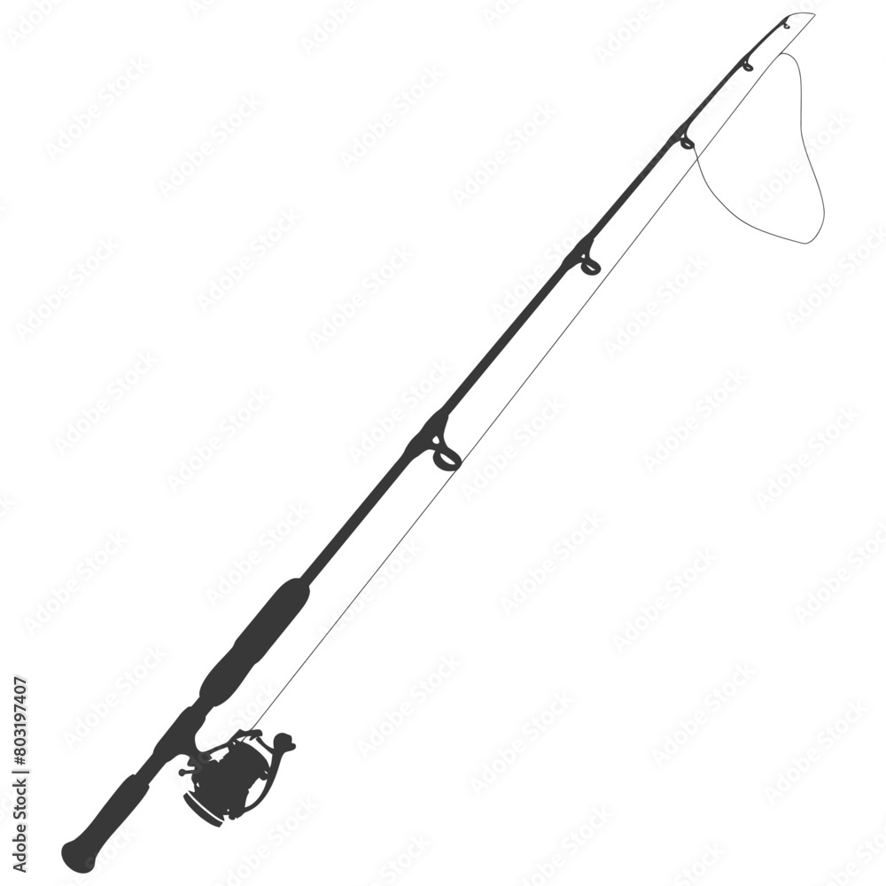 silhouette fishing rod black color only silhouette fishing rod black color only