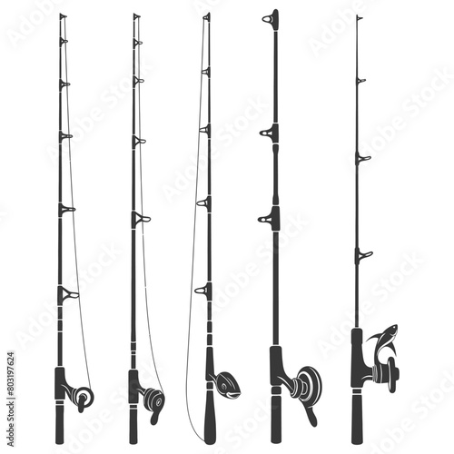 silhouette fishing rod collection set full black color only