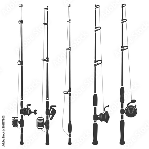 silhouette fishing rod collection set full black color only