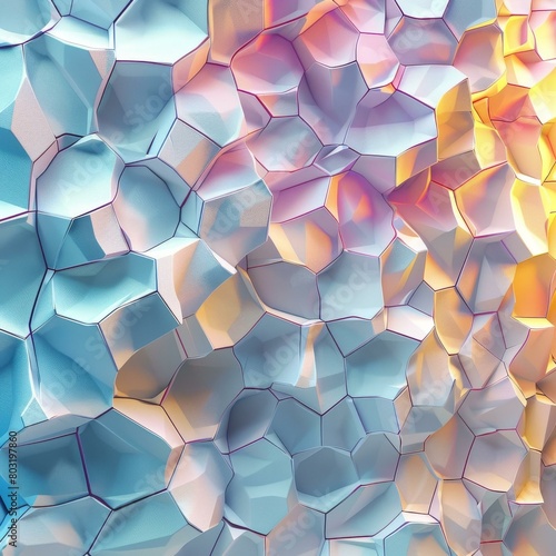 3D rendering of a colorful geometric surface with a rough texture photo