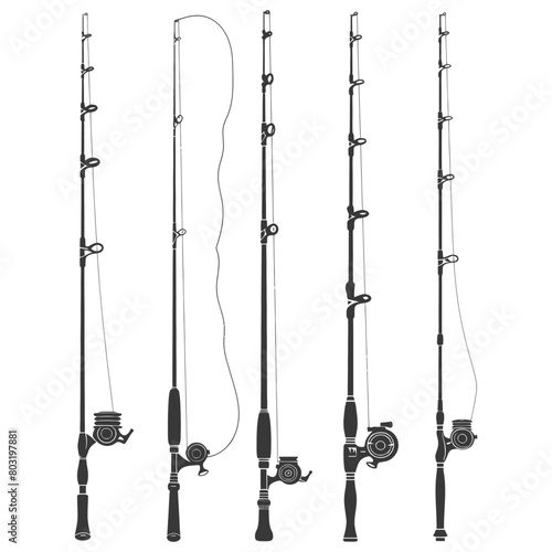 silhouette fishing rod collection set full black color only
