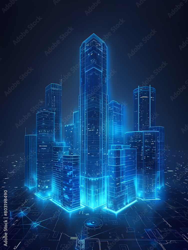 blue, city, technology, future, background blue, city, technology, future, background