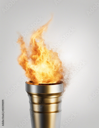 he burning Olympic torch, isolated light background 