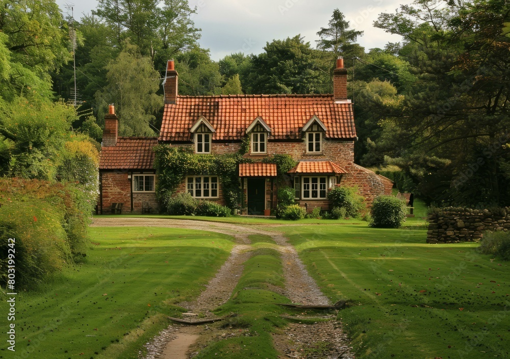 A traditional English country cottage in the countryside
