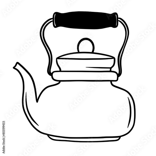 Old teapot kettle line art