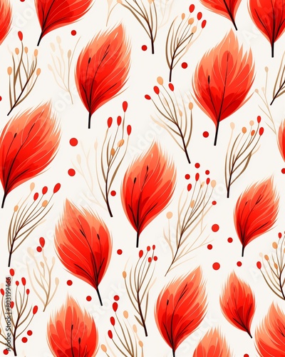 Versatile vermillion prints for all seasons, vivid seamless pattern in flat vector for stylish home decor ,  pattern photo