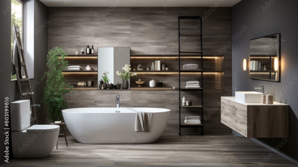 Bathroom interior with natural elements Bathroom interior with natural elements