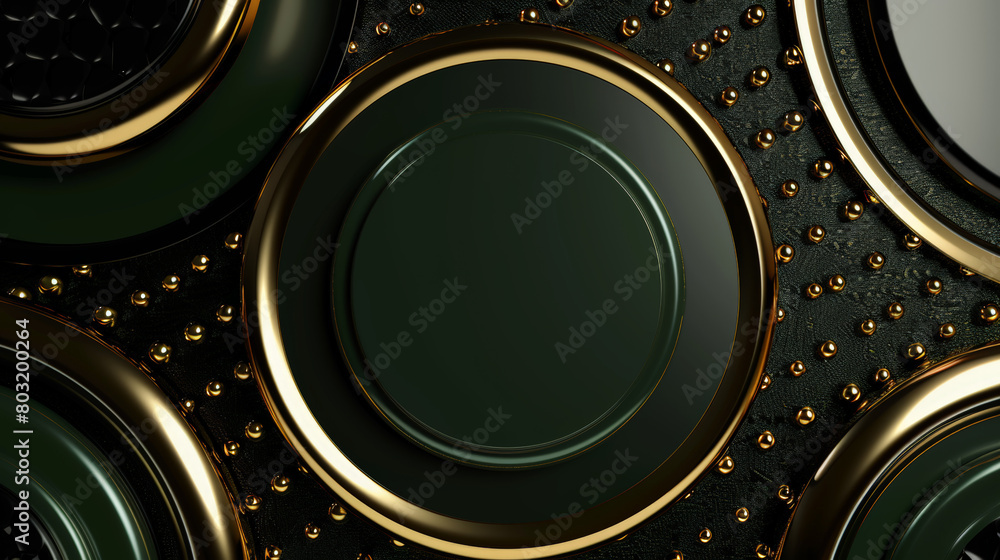 abstract background with circles, gold and green circls